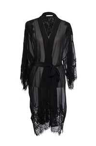 Coco Lace Silk Kimono in Black